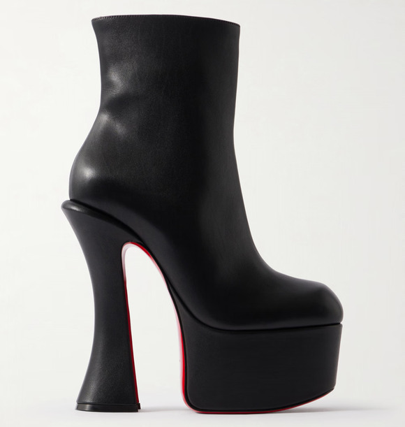 Christian Louboutin Shoes - Christian Louboutin Aquabootie 160 Black Leather Platform Block Heel Bootie 36